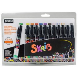Set of 12 skrib acrylic paint markers classic colors Pébéo